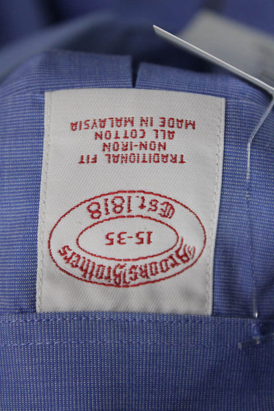 Brooks Brothers Mens Blue Cotton Point Spread Collar Dress Shirt Size 15