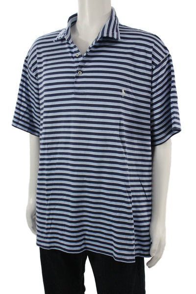 Polo Ralph Lauren Mens Dark Blue Striped Cotton Polo Short Sleeve Size 3X