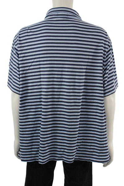 Polo Ralph Lauren Mens Dark Blue Striped Cotton Polo Short Sleeve Size 3X