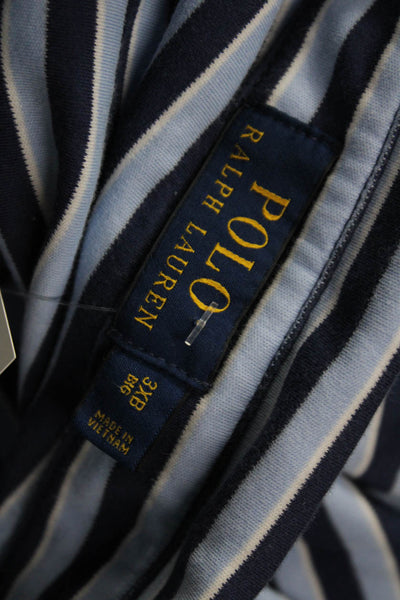 Polo Ralph Lauren Mens Dark Blue Striped Cotton Polo Short Sleeve Size 3X