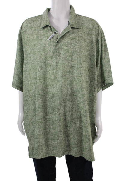 Tommy Bahama Men's Green Floral Button-Up Shirt Recycled Poly Size 3XL