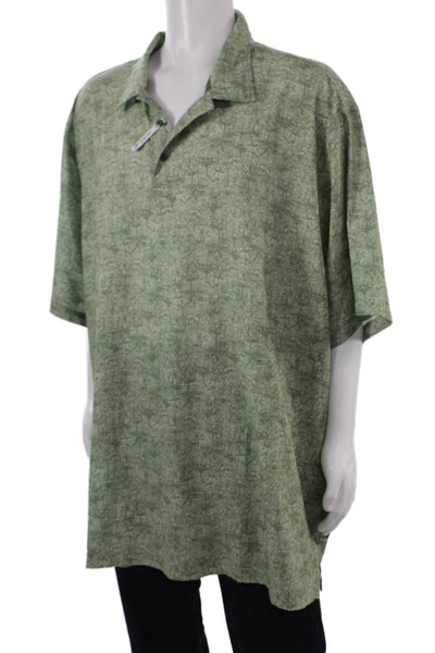 Tommy Bahama Men's Green Floral Button-Up Shirt Recycled Poly Size 3XL