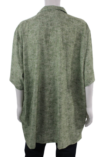 Tommy Bahama Men's Green Floral Button-Up Shirt Recycled Poly Size 3XL