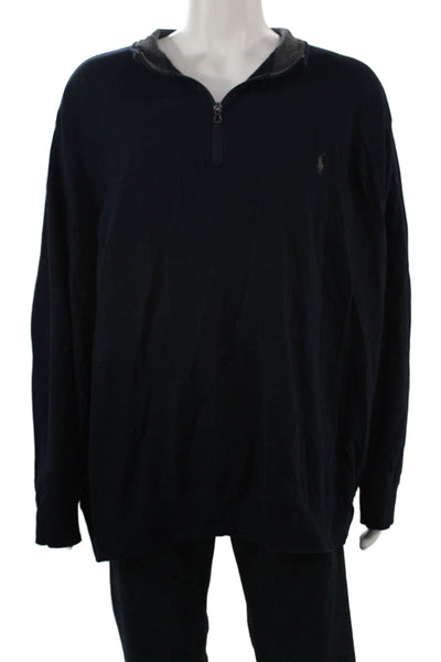 Polo Ralph Lauren Mens Dark Blue Henley Sweatshirt Long Sleeve Size 3X