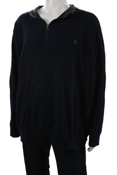 Polo Ralph Lauren Mens Dark Blue Henley Sweatshirt Long Sleeve Size 3X