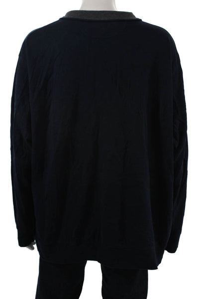 Polo Ralph Lauren Mens Dark Blue Henley Sweatshirt Long Sleeve Size 3X