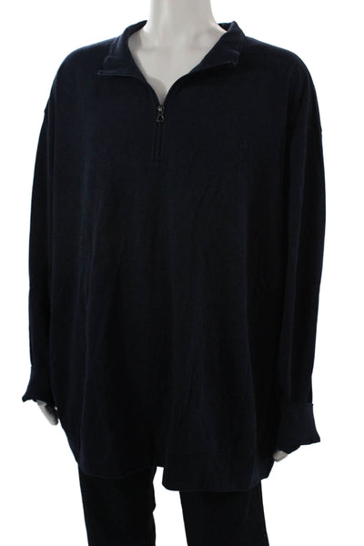 Polo Ralph Lauren Mens Henley Sweatshirt Dark Blue Mock Neck Long Sleeve Size 4X