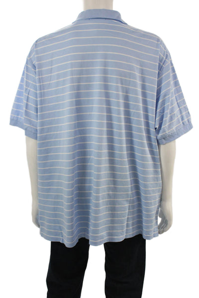 Polo Ralph Lauren Men Striped Light Blue Cotton Polo Short Sleeve Size 3X