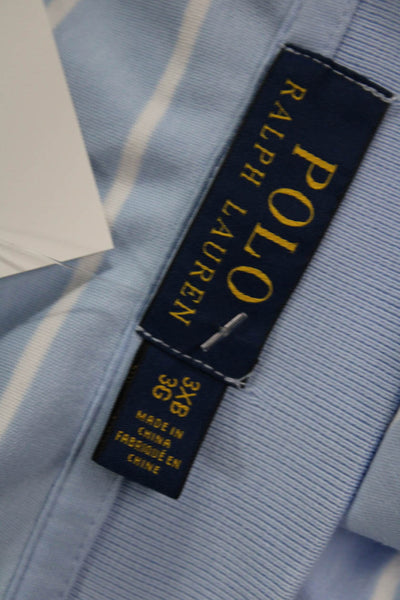 Polo Ralph Lauren Men Striped Light Blue Cotton Polo Short Sleeve Size 3X