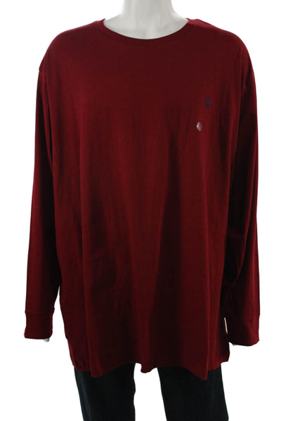 Polo Ralph Lauren Men Red Long Sleeve Crew Neck 100% Cotton T-Shirt Size 3X