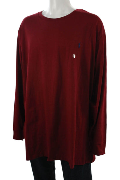 Polo Ralph Lauren Men Red Long Sleeve Crew Neck 100% Cotton T-Shirt Size 3X