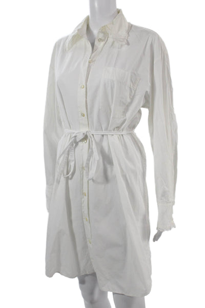 Marc Jacobs Womens White Shirt Dress Collared Button Long Sleeve Midi Size 0
