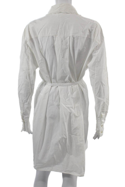 Marc Jacobs Womens White Shirt Dress Collared Button Long Sleeve Midi Size 0