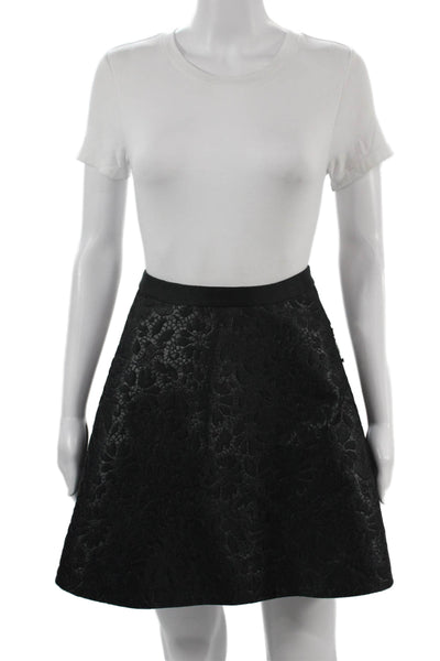 Louis Vuitton Women A-Line Mini Floral Black Skirt Size 40