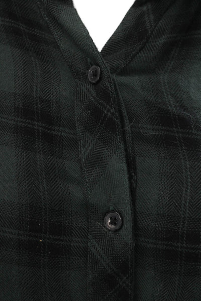 Rails Women Plaid Collared Button-Up Rayon Long Sleeve Top Dark Gray Size S