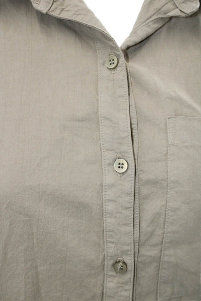 Stateside Womens Beige Cotton Collared Button Up Long Sleeve Top Basic Size XS