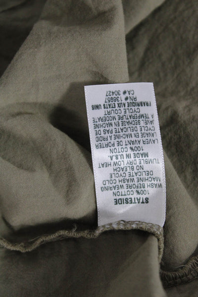 Stateside Womens Beige Cotton Collared Button Up Long Sleeve Top Basic Size XS