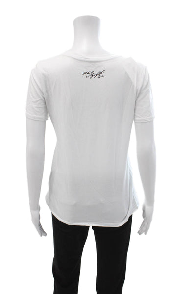 Karl Lagerfeld Women Basic White Round Neck Short Sleeve T-Shirt Size XS