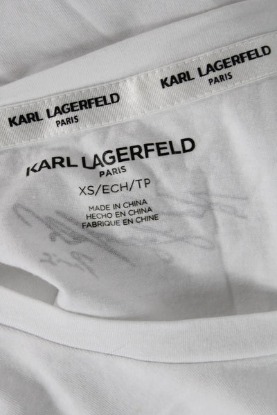 Karl Lagerfeld Women Basic White Round Neck Short Sleeve T-Shirt Size XS