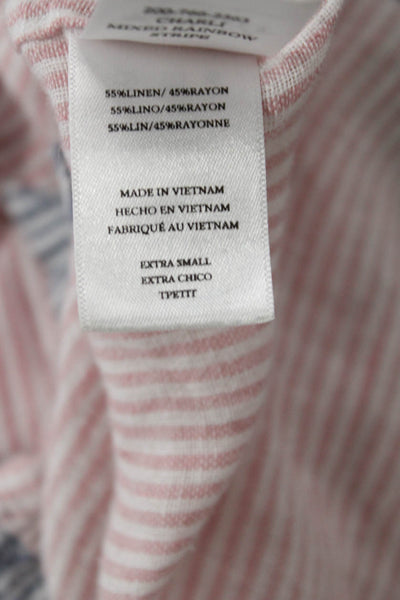 Rails Womens Lt Blue Striped Collared Button-Up Linen Longsleeve Petite Size XS