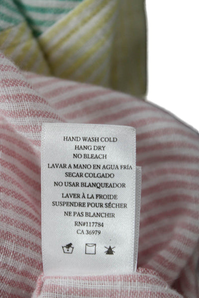 Rails Womens Lt Blue Striped Collared Button-Up Linen Longsleeve Petite Size XS