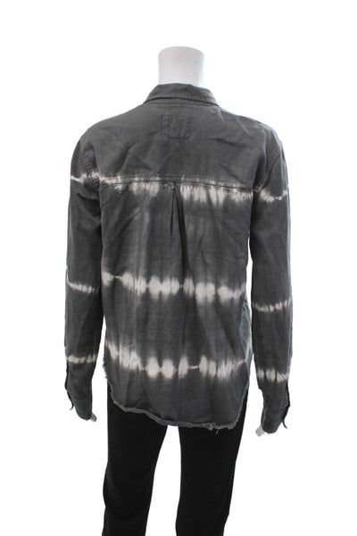 Rails Womens Tops Collared Long Sleeve Button-Up Dark Gray Lyocell Linen Size S