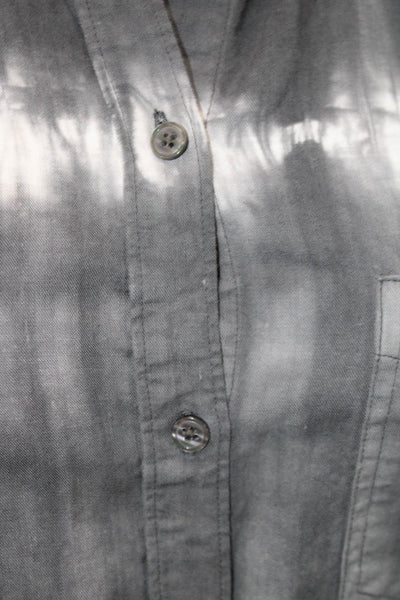 Rails Womens Tops Collared Long Sleeve Button-Up Dark Gray Lyocell Linen Size S