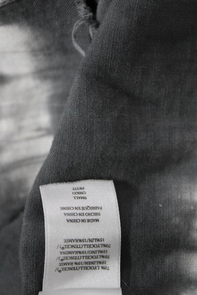 Rails Womens Tops Collared Long Sleeve Button-Up Dark Gray Lyocell Linen Size S