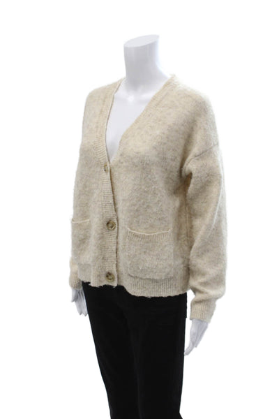Sundry Unisex Cardigan Beige V-Neck Button Heart Graphic Long Sleeve Size 0