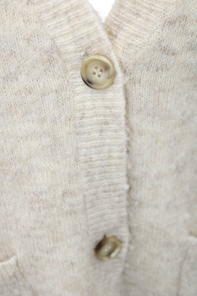 Sundry Unisex Cardigan Beige V-Neck Button Heart Graphic Long Sleeve Size 0
