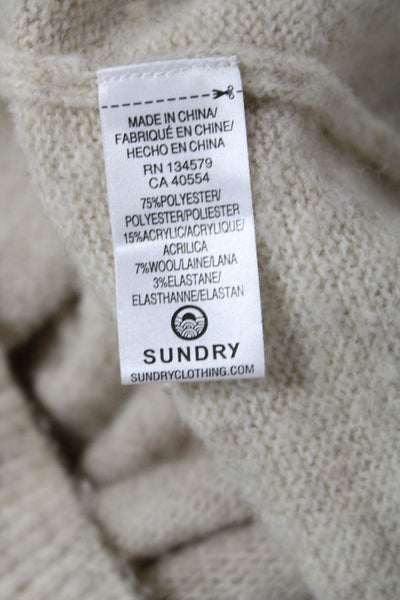Sundry Unisex Cardigan Beige V-Neck Button Heart Graphic Long Sleeve Size 0
