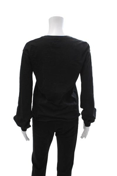 Nation LTD Womens Basic Black Cotton Button-Up Top Long Sleeve Size XS
