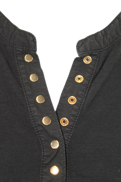 Nation LTD Womens Basic Black Cotton Button-Up Top Long Sleeve Size XS