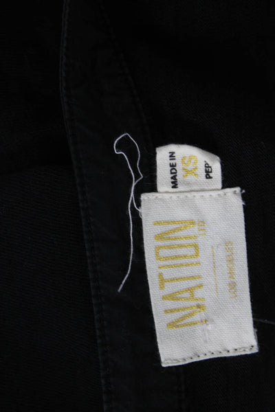 Nation LTD Womens Basic Black Cotton Button-Up Top Long Sleeve Size XS