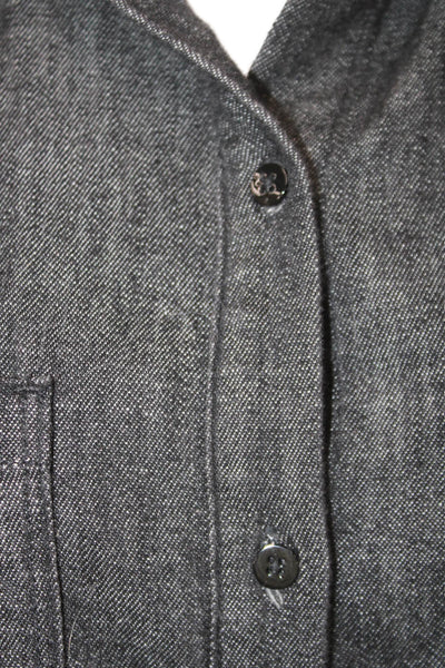AG Adriano Goldschmied Women Dark Gray Cotton Button-Up Top Long Sleeve Size S