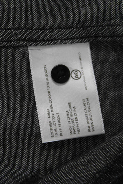AG Adriano Goldschmied Women Dark Gray Cotton Button-Up Top Long Sleeve Size S
