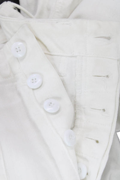 Mother Womens Cropped Cargo Pants White High Rise Button Fly Size 23