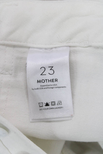 Mother Womens Cropped Cargo Pants White High Rise Button Fly Size 23