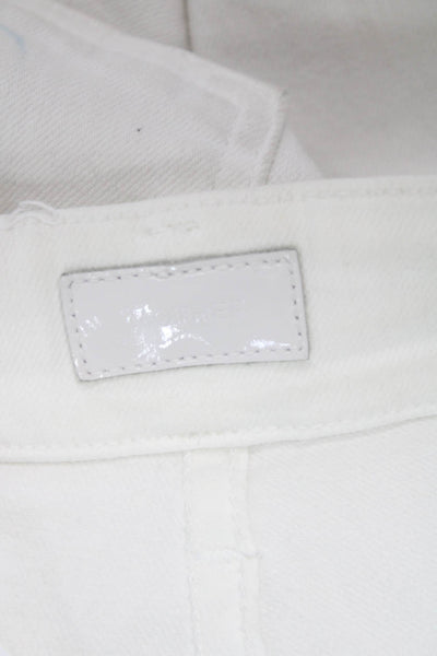 Mother Womens Cropped Cargo Pants White High Rise Button Fly Size 23