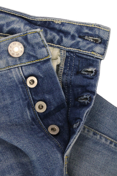 Amo Women Ankle Cropped High Rise Blue Jeans Button Fly Size 25