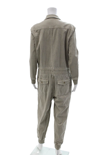 James Perse Women Jumpsuit Beige V Neck Long Sleeve Size 2