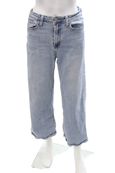 Just Black Denim Womens Cropped Wide Leg Light Blue High Rise Jeans Size 28