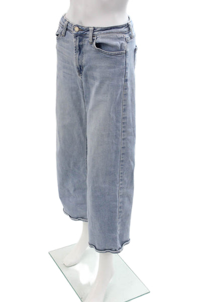 Just Black Denim Womens Cropped Wide Leg Light Blue High Rise Jeans Size 28