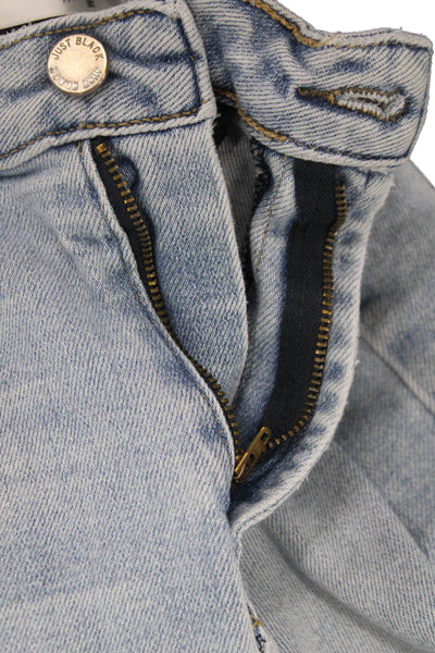 Just Black Denim Womens Cropped Wide Leg Light Blue High Rise Jeans Size 28