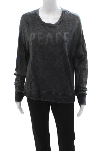 Sundry Women Pullover Sweatshirts Dark Gray Graphic Quote Crew Neck Size 2