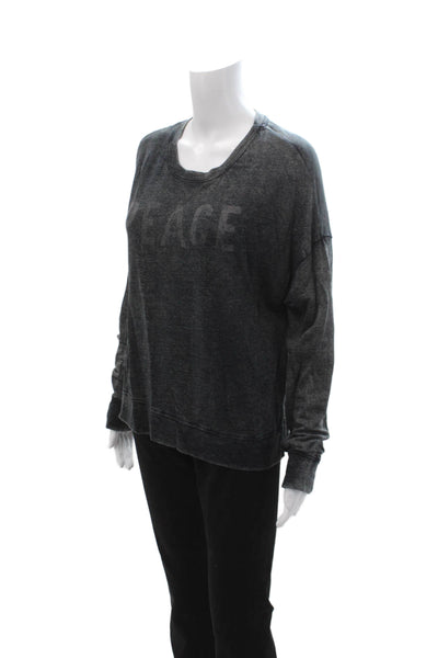 Sundry Women Pullover Sweatshirts Dark Gray Graphic Quote Crew Neck Size 2