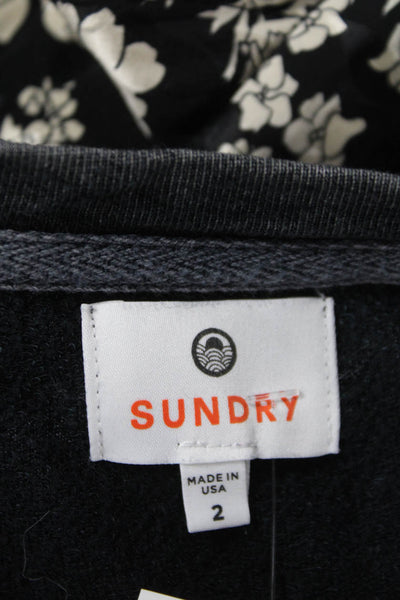 Sundry Women Pullover Sweatshirts Dark Gray Graphic Quote Crew Neck Size 2