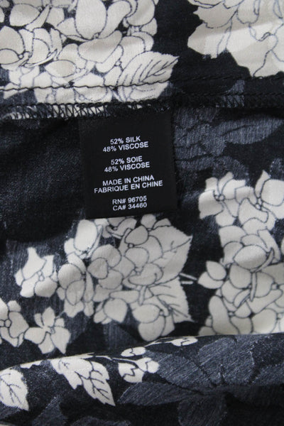Rebecca Taylor Women Floral Black Silk Blend Button-Up Blouse Size S