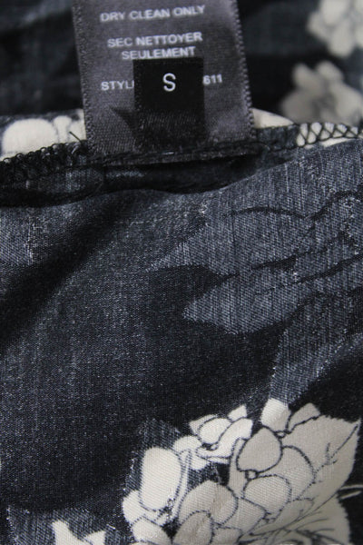 Rebecca Taylor Women Floral Black Silk Blend Button-Up Blouse Size S