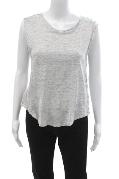 Generation Love Women Basic Linen Sleeveless Tank Gray Round Neck Size S